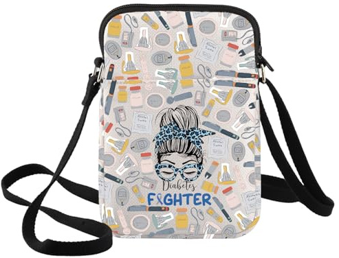 WZMPA Borsa a tracolla per la consapevolezza del diabete, regalo per guerriero diabete, insulina, borsa a tracolla per diabete, Diabete Fighter Cb, medium