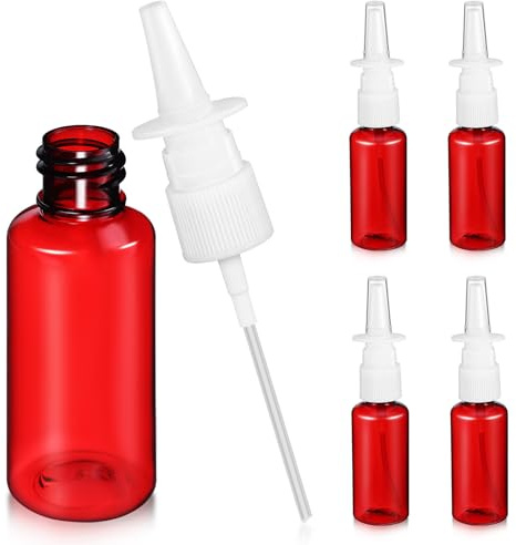 Zerodeko Botellas de Spray Nasal Vacías de 30ml Pet Rojo, Set de 5 Piezas Resistentes y Reutilizables para Uso Personal y Viaje