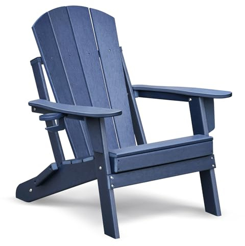 ART TO REAL ATR Adirondack Stuhl mit Getränkehalter,Klappbar Adirondack Chair Kunststoff,Wetterfester Gartenstuhl, Gartensessel aus Outdoor-Stuhl für Garten
