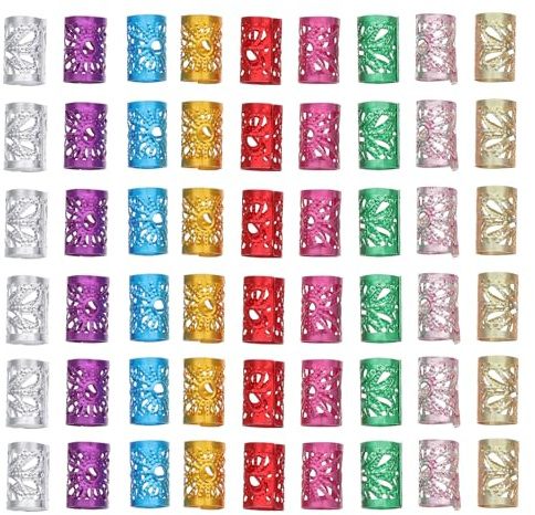 Beatifufu Anneaux Dextension de Cheveux Dread Locks Bijoux Locks Tresse 100 Pièces Accessoires Coiffure Femme Adaptés pour Tresses Afro