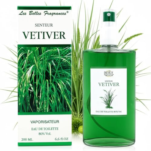 Eau de Toilette Vetiver von Prestige de Menton – Holziger und Würziger Herrenduft – Natürlicher und Raffinierter Duft mit Vetivernoten – Handgefertigt an der Côte d’Azur – 200 ml