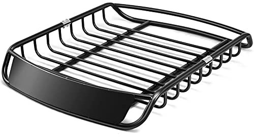 COSTWAY Portaequipajes de Coche de Metal, Bacas Universales de Automóvil Negro, Techo de Vehículo para Transporte con Gran Almacenamiento, Negro, 16,5 x 98 x 120 cm, Fácil de Montaje