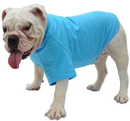 Lovelonglong Hund T-Shirt, 100% Baumwolle, Haustier T-Shirt, Hund-Unterhemd T-Shirts Für Französische Bulldoggen, Englische Bulldoggen, Möpse Lake-Blue B-S