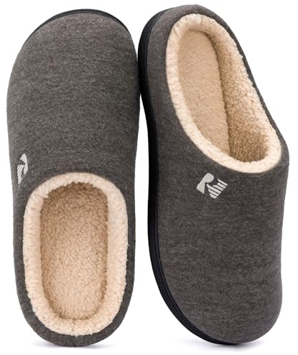 RockDove Herren Original Zweifarbige Hausschuhe mit Rückstellschaum,42/43 EU,Dunkelgrau Natur