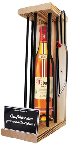 Personalisierte Geschenke für Männer Frauen Geschenkidee - Eiserne Reserve Black Edition Asbach Uralt Brandy (1 x 0.7 l) incl. Notsäge - Papa Mama Geburtstag Hochzeit