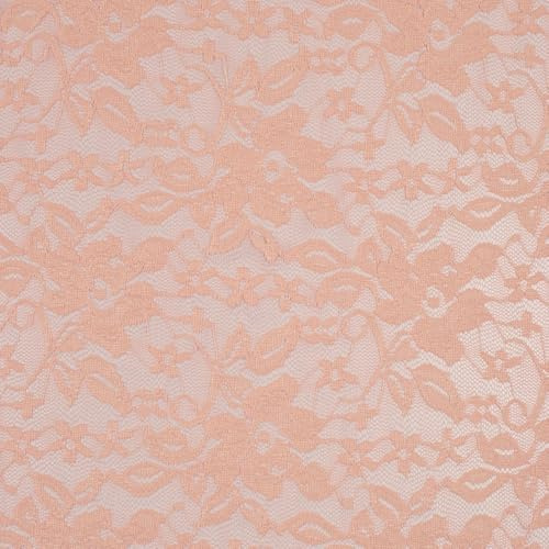 StoffBook BI-STRETCH SPANDEX SPITZE BLUMENMUSTER STOFF STOFFE METERWARE, E064 (Altrosa)