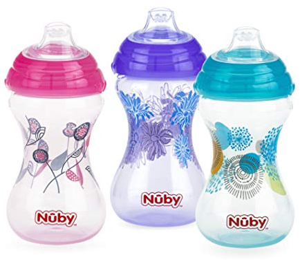 Nuby Polypropylen, kein Verschütten, Pinpoint, weicher Auslauf, Clik-It, Mädchen, 284 ml, 3 Stück
