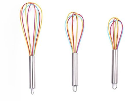 Fouet, Batteur Manuel, Couleur Silicone Fouet D'oeuf en Acier Inoxydable Poignée Mélangeur D'oeufs Cuisine Outils De Cuisson Bricolage (Taille : 22CM+25CM+30CM)