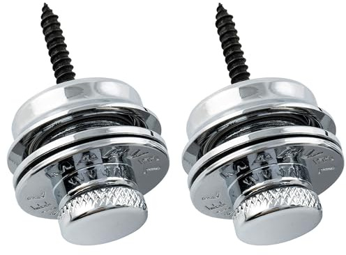 Musiclily Pro Stahl Heavy Duty Gitarre Strap Locks Buttons Security Locks Gitarrengurt Knöpfe Gitarrengurt Schloss für E-Gitarre Akustik Klassische Gitarre Bass,Chrom (2 Stück) | Zinklegierung, Hochbelastbar, für Strat Tele E-Gitarre Akustik Klassische Gitarre Bass