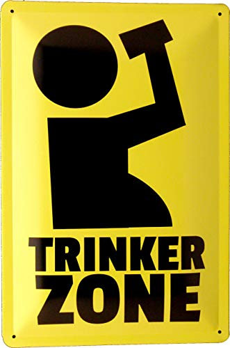 Blechschild 20x30 Trinker Zone Hinweisschild Alkohol Schutzgebiet Wegweiser Design Essen und Trinken zur witzigen Deko Wohnzimmer Gastronomie Biergarten Kneipe Bar Pub Garten Kiosk Trinkhalle