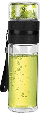 OUKENS Bouteille de séparation de thé, 350 ml à double paroi en verre infuseur à thé bouteille d'eau fournitures de bureau à domicile