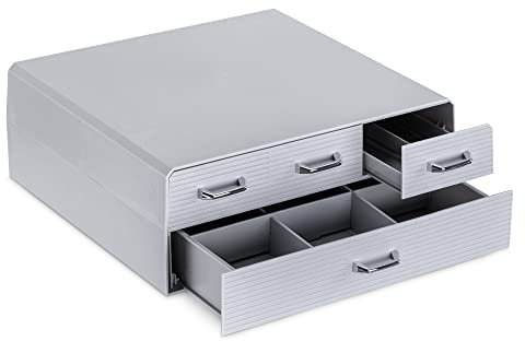 Navaris Cassetto Doppio Porta Cialde caffè - Contenitore per Capsule ESE e Accessori Zucchero Latte - Portacialde 4 Cassetti Macchina Espresso Grigio