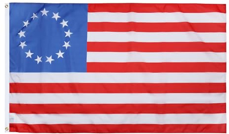 AZ FLAG Drapeau USA 13 étoiles Betsy Ross 90x60 cm Polyester 100D 2 Œillets | Usage intérieur et extérieur Drapeau décoratif américain avec des étoiles en rond coutures doubles et bords renforcés