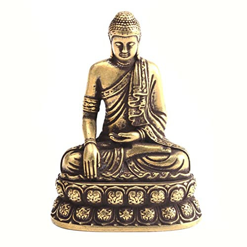 YYOBK Fox Antike Altmodische Bronze Buddha Miniaturstatue, Sakyamuni Skulptur Messingschmuck Desktop Dekoration Zubehör
