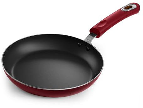 KICHLY Medium Nonstick Induction Frying pan - Multipurpose All cooktop Pan for Home Kitchen or Restaurant, Scratch Resistant, Bakelite Handles (24cm, 9.5 inch, Red, 1 Piece)