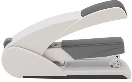 Hefter, Klammerloses Heften 20 Blatt Kapazität 210pin mit Nadelaufbewahrungsbehälter für Büro, Desktop, Schule, Büro (5852 weiß (grau))