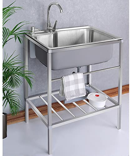 RIFWOVE Spülenschrank Mit Spüle Und Armatur, Outdoor Küchenschrank Standwaschbecken, Spülbecken Mit Armatur, Das Waschbecken Ist Groß Genug, Um Hände, Werkzeuge Und Utensilien Zu Waschen