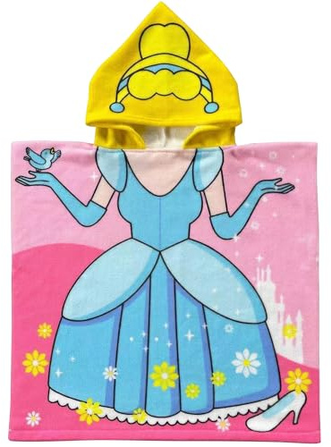 ARNUAETY Princess Kids Hooded Beach Towel for Toddler Girls Soft Poncho