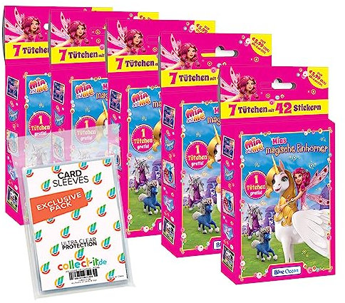collect-it.de MY HOME OF CARDS + TOYS Exklusive Aufbewahrungshüllen im Bundle mit Mia and Me - Serie 8 - Mias Magische Einhörner - Sammelsticker - 5 Blister
