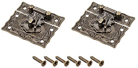 METALLIXITY Caja Aldaba Cierre (51x42mm/2,01x1,65) 1uds, Zinc Aleación Cofre Decorativo Cierre Pestillo con Tornillos - para Muebles Madera Caja Estuche, Bronce Tono