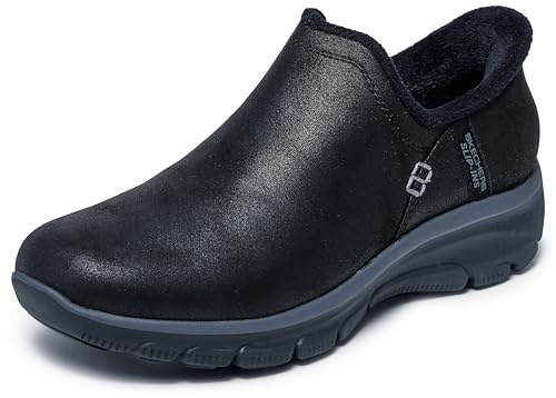 Skechers Women's Easy Going Modern Hour Slip-On, Black Microleather, 7 UK