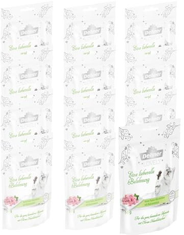 Dehner Premium Lovely Katzensnack, Ergänzungsfutter zuckerfrei / glutenfrei, für ausgewachsene Katzen, Pute / Minze, 12 x 50 g