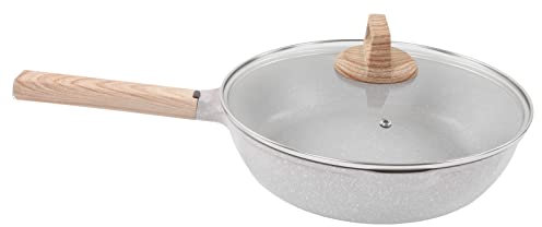 OQHAIR Poêle à Frire antiadhésive, poêle à Frire en Pierre médicale de 28 cm Poêle à crêpes antiadhésive de Grande capacité pour la Cuisine