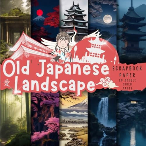 Old japanese landscape scrapbook paper, 8.5x8.5, 10 Designs, 20 Double-Sided Sheets: Scrapbooking Paper for Junk Journals, Decorative craft Paper for ... & Mixed Media, Origami, Collage & Card Making