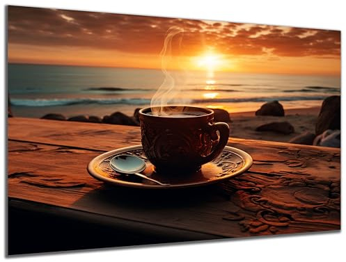 DARO Design - Wand-Bild auf 6mm HDF 40x30cm Kaffee Sonnenaufgang - Wand-Deko Bilder Geschenk