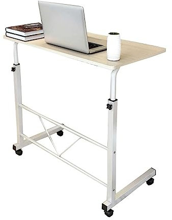 POCHY Betttische Überbetttisch, Verstellbarer mobiler Stehpult, Stahlrahmen, Ablagefach, Laptoptisch, feststellbare Rollen, anhebbarer Computertisch luxuriös