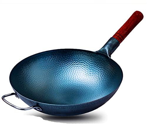 Handgefertigter Eisentopf, antihaftbeschichteter Topf, Gusseisentopf, abnehmbarer Holzgriff, für Küche und Haushalt, Kochgeschirr (Farbe: D, Größe: 34 cm)