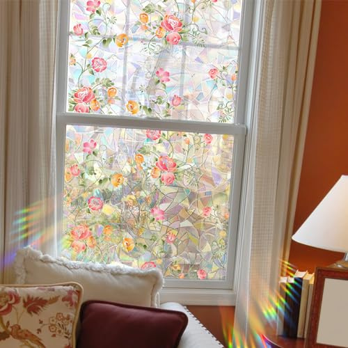 WBQMUNY Rainbow Window Privacy Film, Iridescent Film, Static Window Sticker, Sun Catcher, 40 x 100 cm