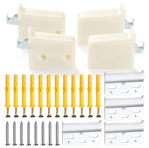 VooGenzek 4 Pezzi Fissaggi per Pensili Staffa a Parete per Armadietti, Sospensione Pensili Regolabile, Attaccaglie per Pensili Portapensile Supporto, Peso del Cuscinetto: 50KG, Color Crema