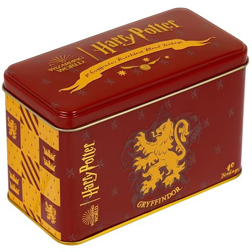 New English Teas Official Harry Potter Gryffindor Crest Tea Caddy with 40 English Breakfast Teabags