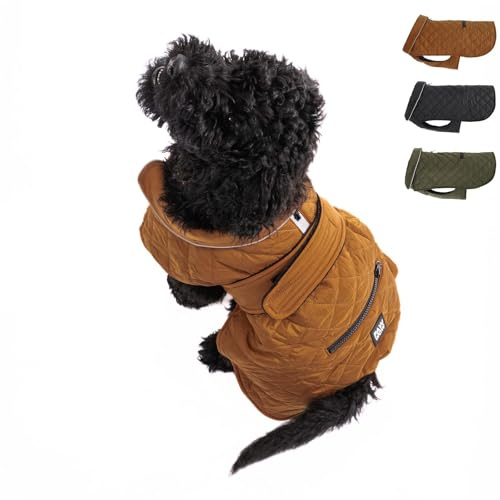 PAW WOW Fritz Hundemantel für Hunde, Braun, M | Hundejacke mit Bauchschutz, Klettverschluss, Winter Hundejacke, Für Kleine und Mittelgroße Hunde