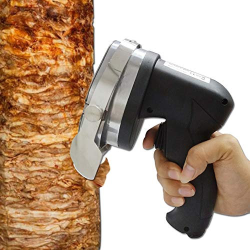 MLUENF Macchina Solida, Coltello Elettrico per Kebab Acciaio Inossidabile Taglierina Portatile dedicata per Kebab Coltello da Intaglio Elettrico Affettatrice per Barbecue Spessore Regolabile