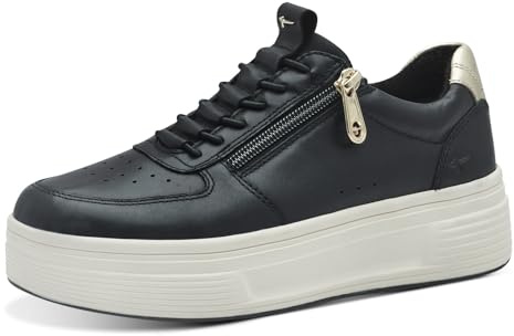 Tamaris Comfort Damen Plateau Sneaker mit Reißverschluss Bequem, Schwarz (Black/Gold), 37 EU