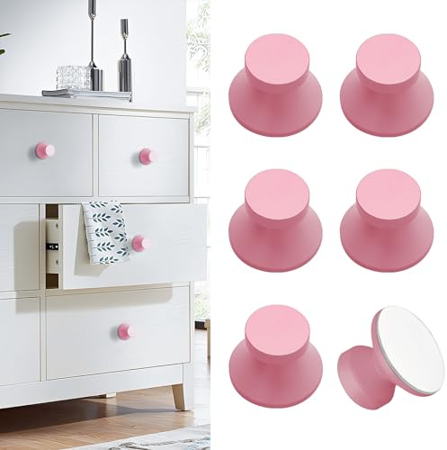 Elistonie 6er-Pack Morandi-Farbe Aluminium selbstklebende Knöpfe Rosa selbstklebende Schubladenknöpfe Keine Bohrung Schrankgriffe mit selbstklebendem aufgeklebtem Griff für Schränke Fenster