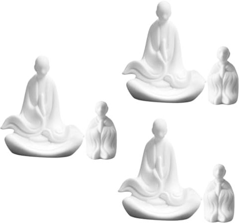 RORPOIR 6 STK Buddha-Ornamente chinesisches Mini-Mönchsfigur kleine Mönchsstatue Mönche die chinesen büro Dekoration kleine Mönchsskulptur Mönchsdekor aus Porzellan weißes Porzellan