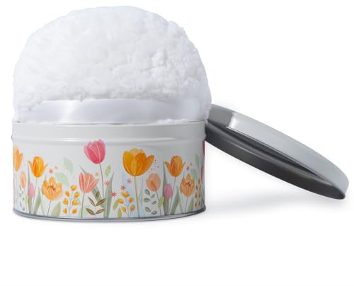 Large Body Powder Puff and Container Tin, 5.5” x 2.8” Powder Puff for Body Powder, Dusting Powder - Soft Powder Applicator Puff for Women, Reusable Empty Powder Container with Puff (White Puff & Case)