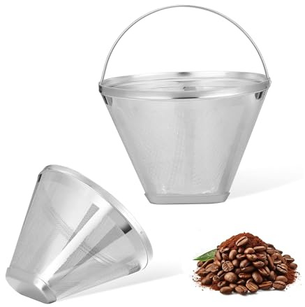 YAIRSTEN Edelstahl Kaffeefilter, Kaffee Größe 4, Wiederverwendbar, Dauerfilter, Kaffee Aufsatz, Handfilter, Mit Griff, Silber, 1 Stück