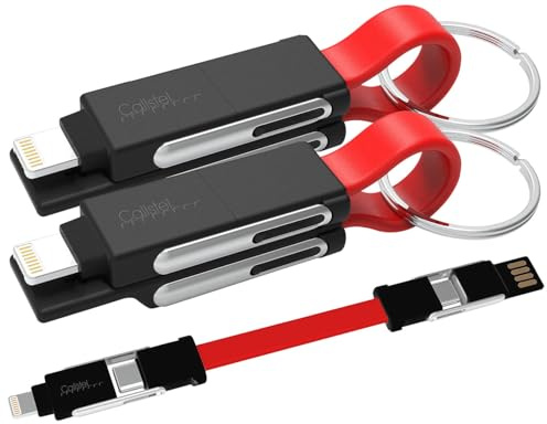 Callstel Schnelladekabel: 2er-Set 6in1-USB-Daten- und Schnellladekabel, 50 Watt, 480 Mbps (Ladekabel USB-C Lightning, UBC-C Ladekabel, Akku)