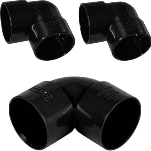 Solvent Black Waste Pipe Fitting 90 Knuckle Bend, 40mm, Pack of 3