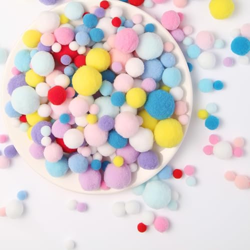 Luxoraiova 500 Stück Pompons zum Basteln, 1-3cm Bunt Mini Pompons zum Basteln, Mini Pom Poms Filzkugeln Bunt für Lustige DIY Kreative Handwerk, Feine Haar-Accessoires, Partydekoration