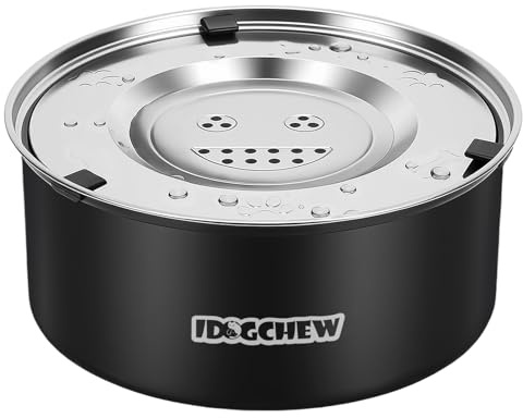 IDOGCHEW 1L Wassernapf Hund Ohne Sabbern Edelstahl, Trinknapf Anti Schlabber, Mit Rutschfester Boden, Auslaufsicherer, Leicht zu Reinigen Spülmaschinenfest, Schwarz