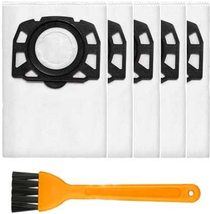Eabdice 5 stycken KFI 357 dammsugarpåsar, för Kärcher WD2 WD3 KWD1 KWD2 KWD3 WD3.200 – WD3.800 M/SE4001/SE4002 dammsugare, för 2.863-314.0, använd en borste
