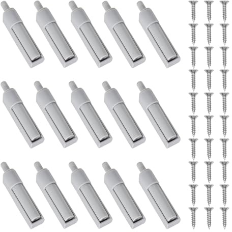 15 PCS Closer Damper Buffers,Closer Buffers with 30 Screws, Soft Close Door Dampers, Push to Open Door Catches, Grey,Multifunctional, for Kitchen,Cabinet,Doors,Drawer,Furniture
