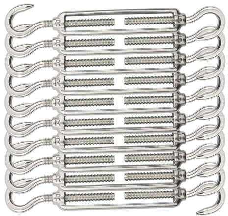 Anhoer 10 Stück M5 Spannschloss 304 Edelstahl Drahtspanner Seilspanner Verstellbare Haken und Öse Spannschlossspanner Drahtseil Spanner für Rankhilfe Gartendraht Seilsystem (CC-Typ, Silber, M5)