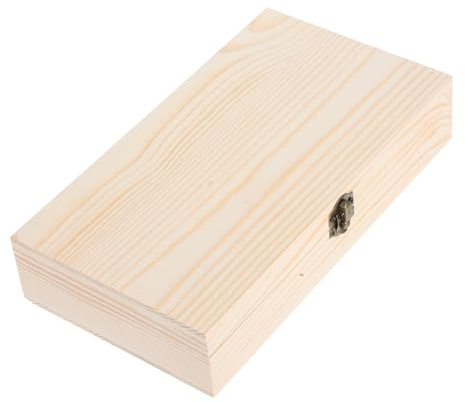 KONTONTY Caja De Madera Con Tapa Abatible Caja Rectangular Para Manualidades De Papelería y Joyas