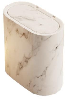 Genérico Papelera de baño elegante y moderna | Pequeña con tapa, de mármol, plástico y madera, para interior y exterior, compacta y atractiva.